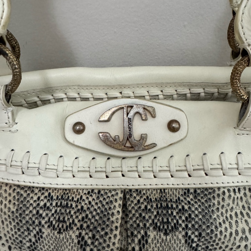 Roberto Cavalli 2000 White Leather Python Print H… - image 2